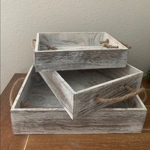 New Rustic Wooden 3pc Farmhouse Trays
